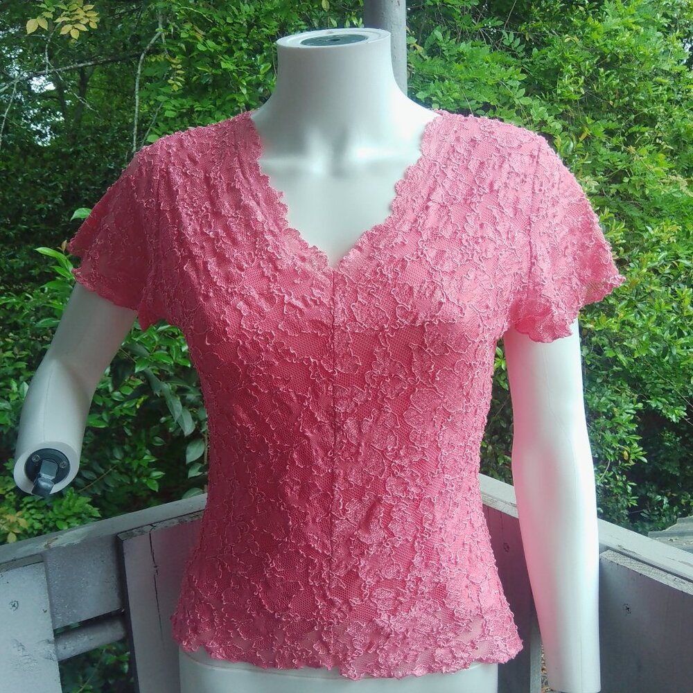 Vintage 90s Lace Powder Pink Top